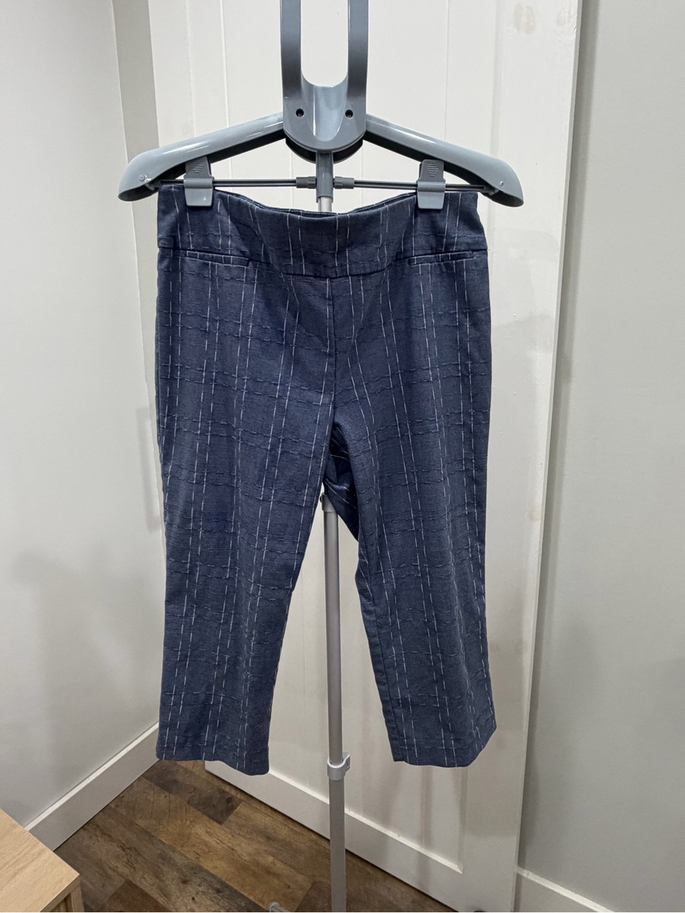 Alfani Slate Blue Pinstripe Cropped Pants